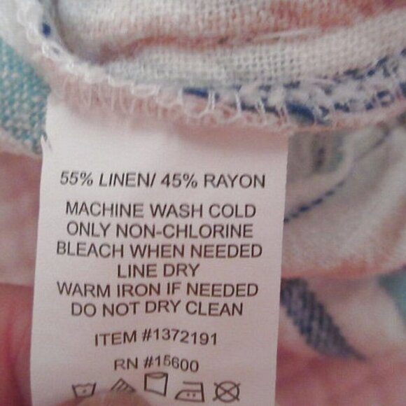 Briggs Linen Blend Pull On Shorts Size XL High Rise Elastic Waist Pocket Striped - Picture 7 of 7